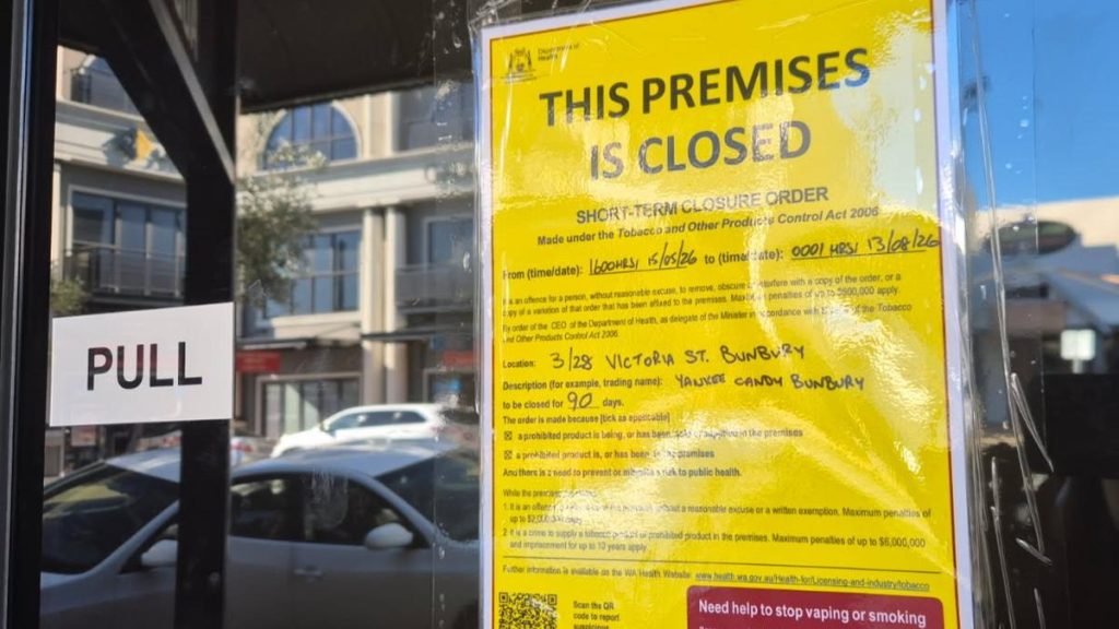 South West store given closure order as State’s tougher illicit tobacco and vaping laws come into effect