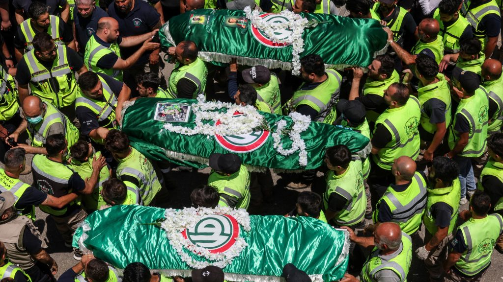 Funerals for medics killed in Israeli air strikes in southern Lebanon | Israel attacks Lebanon