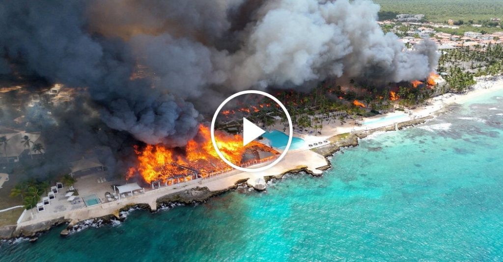 Drone Footage Captures Massive Fire at Dominican Resort