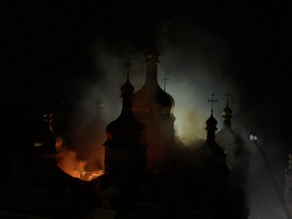 Historic Kyiv monastery set ablaze in deadly Russian air attack | Conflict News