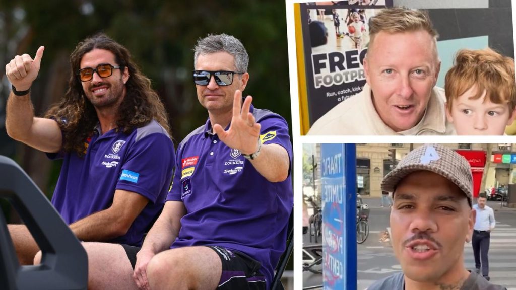 AFL grand final: Former Fremantle Dockers show their colours to get behind flag charge