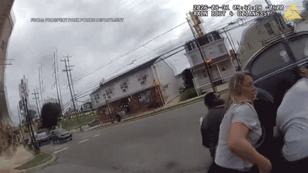 Volkswagen Beetle lifted off trapped e-bike rider caught on video