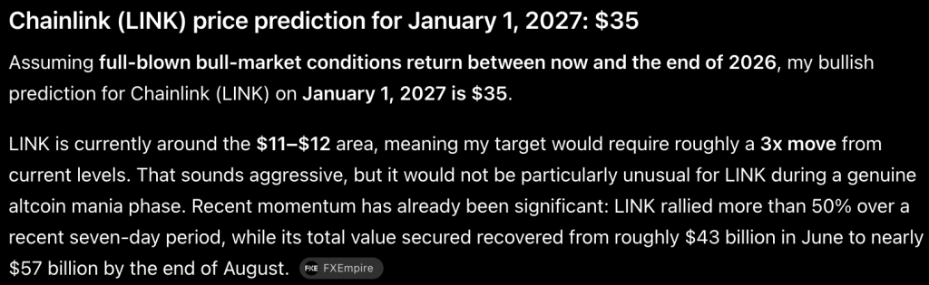 Google Gemini AI Predicts +300% Move for Chainlink (LINK) by 2027