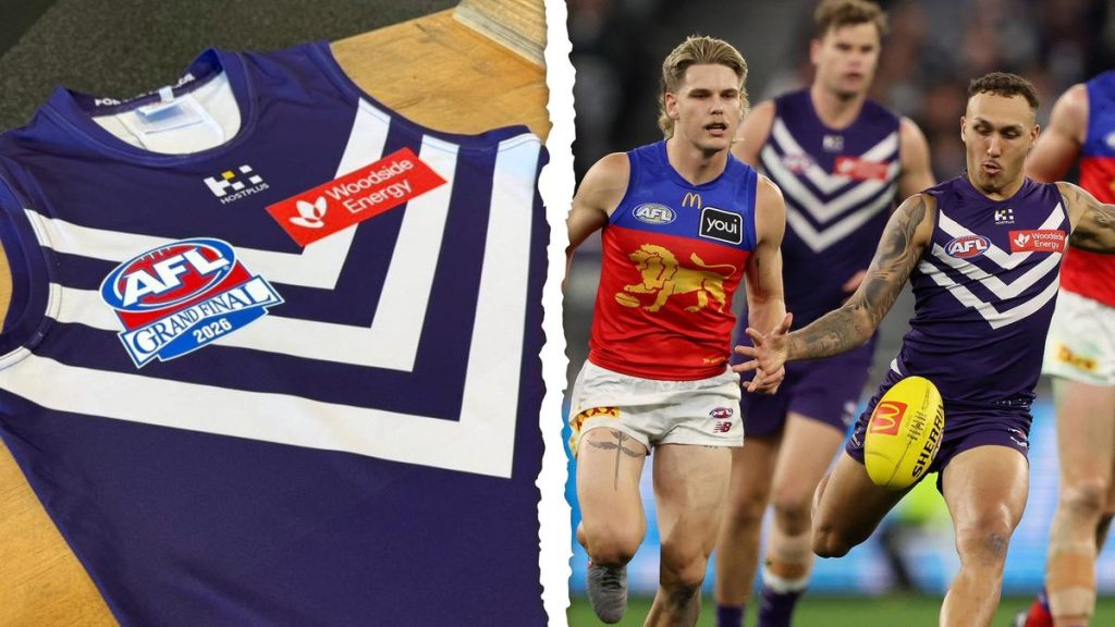 AFL grand final: Fremantle Dockers show off strip for decider as Brisbane lock in red jumper