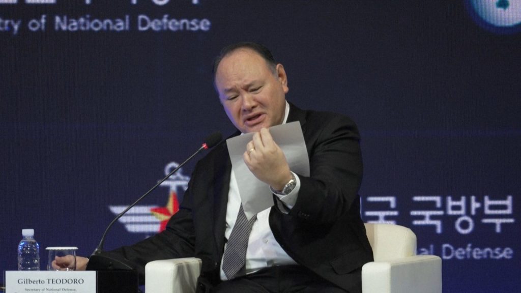 Philippine defence chief calls out China over note handed to him mid-panel | South China Sea