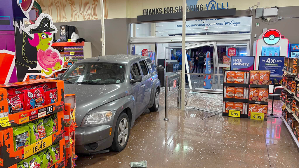 Texas man arrested for crashing into Kroger over needing a bathroom