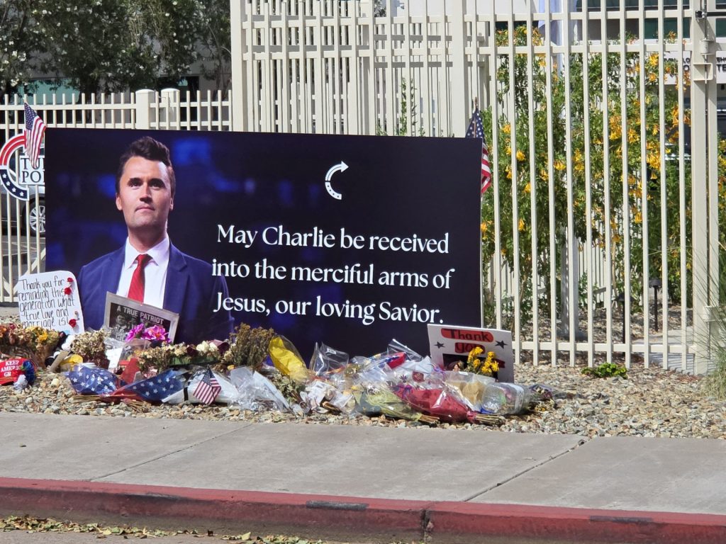 Charlie Kirk statue vandalised outside Turning Point USA headquarters | Politics News