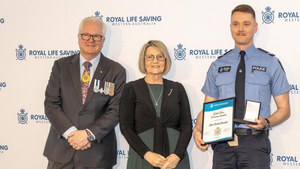 Constable Simon Blundell awarded bravery medal for heroic act saving a baby in Lake Grace