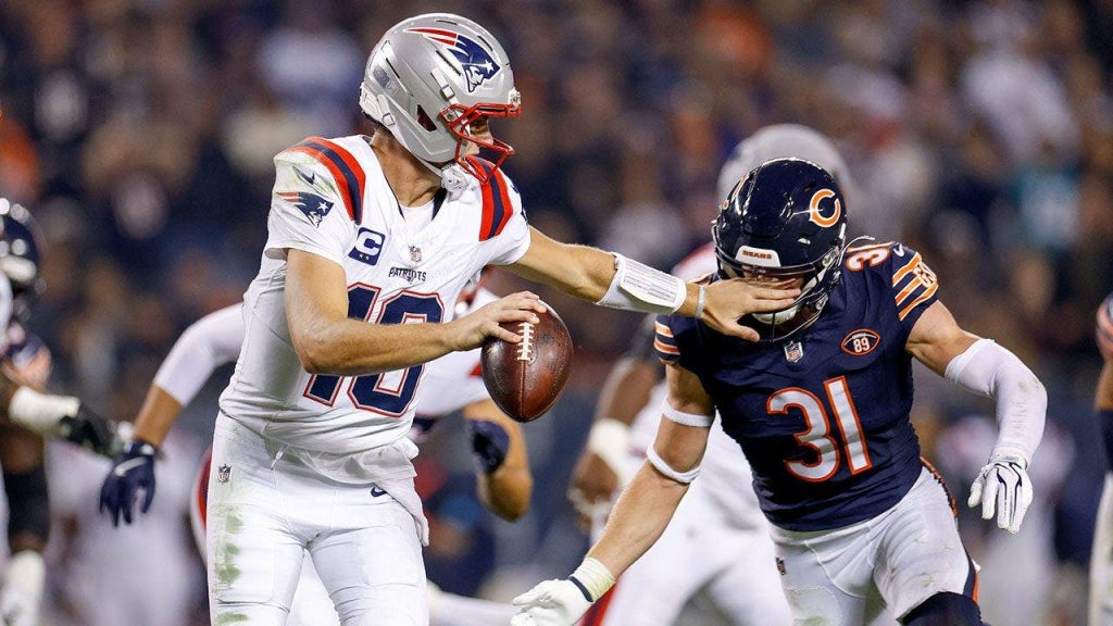 Drake Maye’s end-zone interception proves costly as Patriots fall 30-24 to Bears in primetime